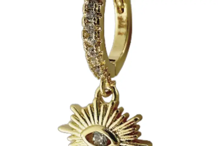18K Gold Plated Sterling Silver Dainty Plain Evil Eye Drop Earring
