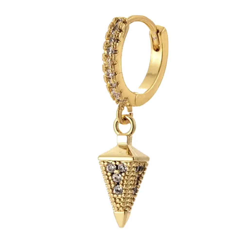 Triangle Shaped Drop Earrings In 18K Gold-Plated Copper With Mini Gemstones