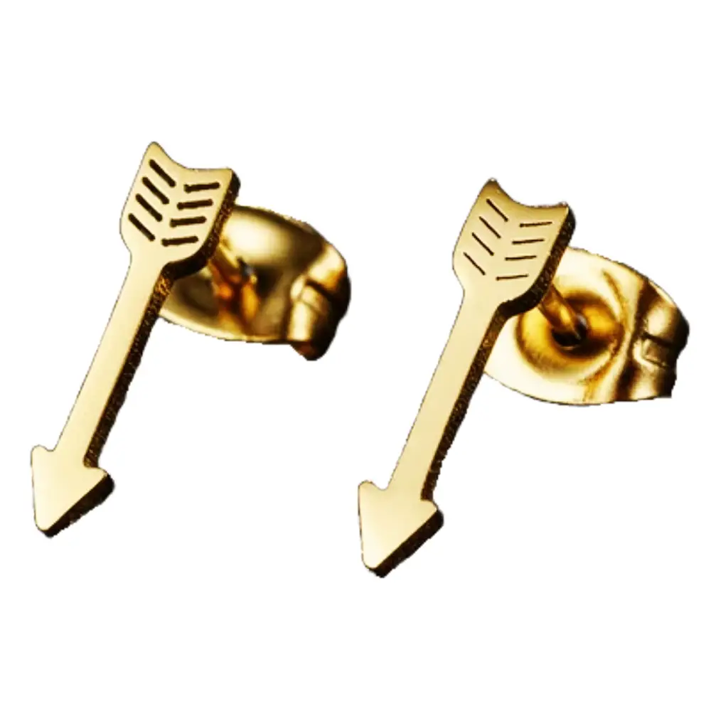 Arrow Shaped Ear Studs In 18K Rose Gold-Plated Titanium Steel