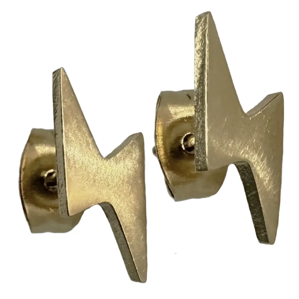 Lightning Bolt Stud Earrings In 18K Gold-Plated Stainless Steel