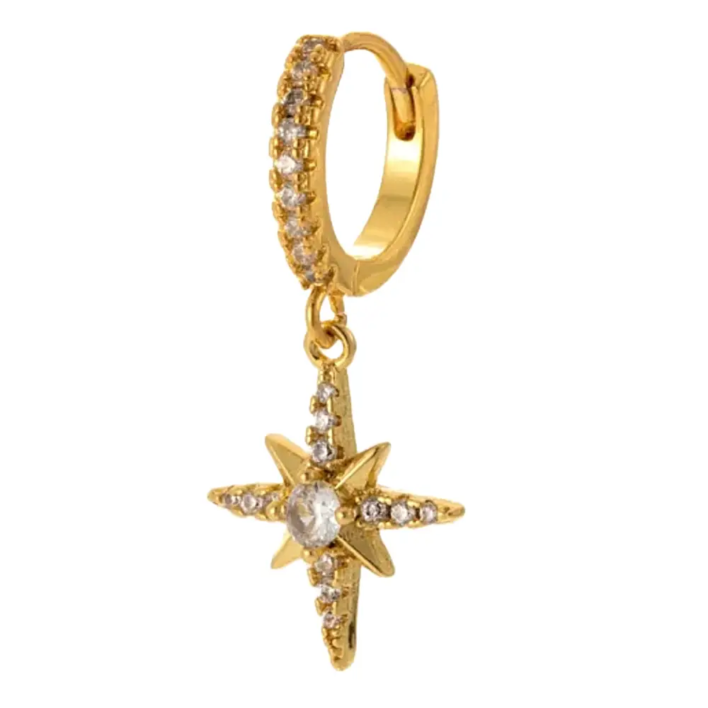Star Drop Earrings In 18K Gold-Plated Copper With Mini Gemstones