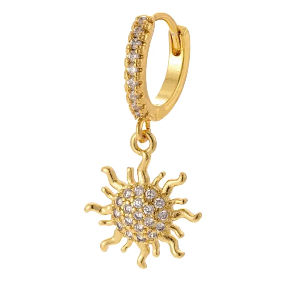 Sun Drop Earring in 18K Gold-Plated Copper with Mini Gemstones