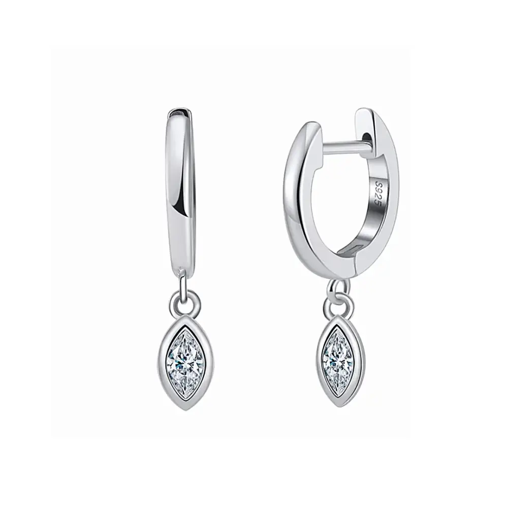Symphony Teardrop Earrings | Premium 18K White Gold-Plated Sterling Silver with Natural Zircon Gemstone 💎