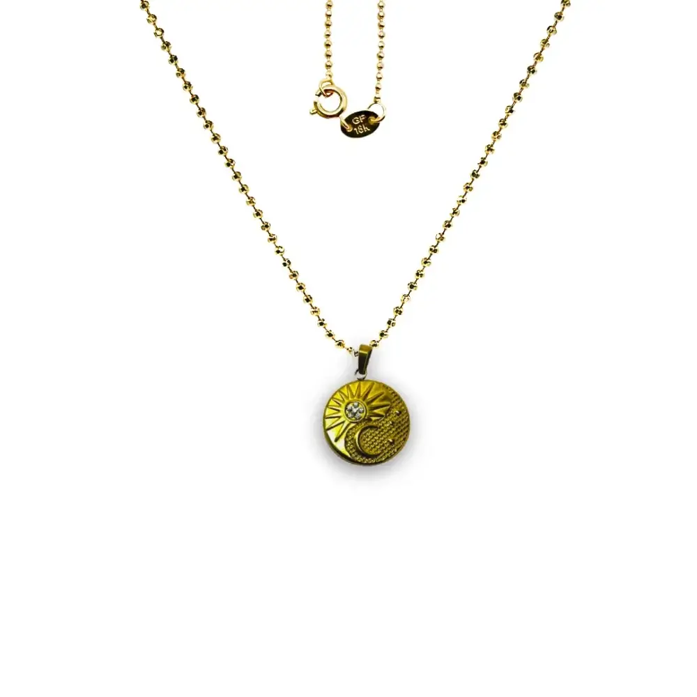 Celestial Trio Charm in Premium 18K Yellow Gold-Plated Stainless Steel with Natural Zircon Gemstones