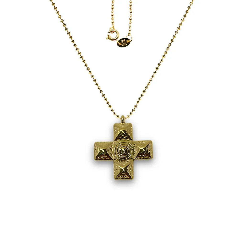 Divine Wave Cross Charm in Premium 18K Gold-Plated Stainless Steel