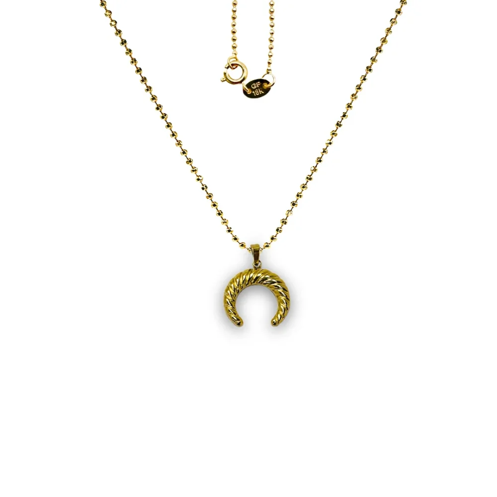 Golden Descending Moon Charm in Premium 18K Gold-Plated Stainless Steel with Genuine Turquoise Gemstone 💧