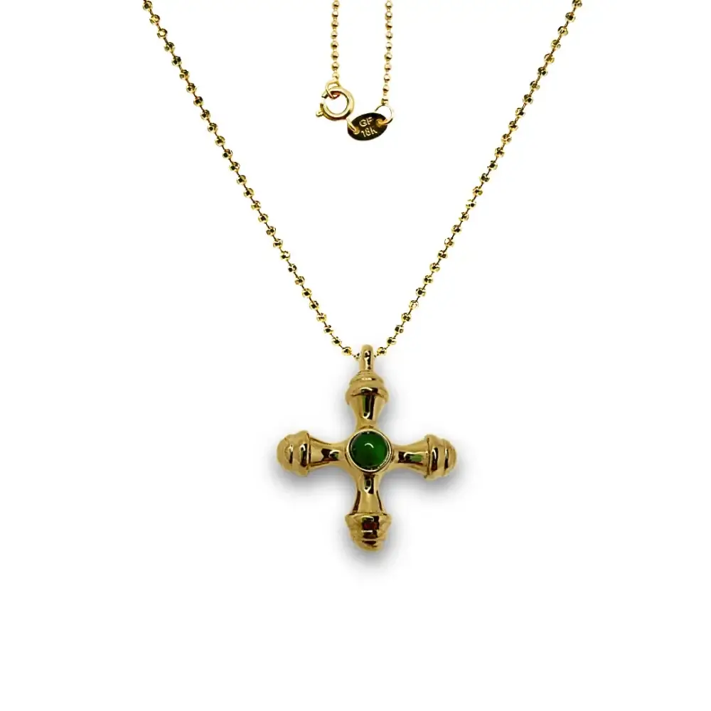 Jade Spirit Cross Charm Necklace