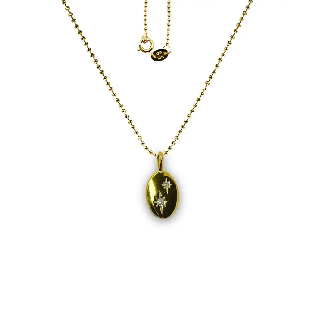 Lucky Constellation Coin Charm/Pendant in Premium 18K Gold-Plated Stainless Steel with Natural Zircon Gemstone