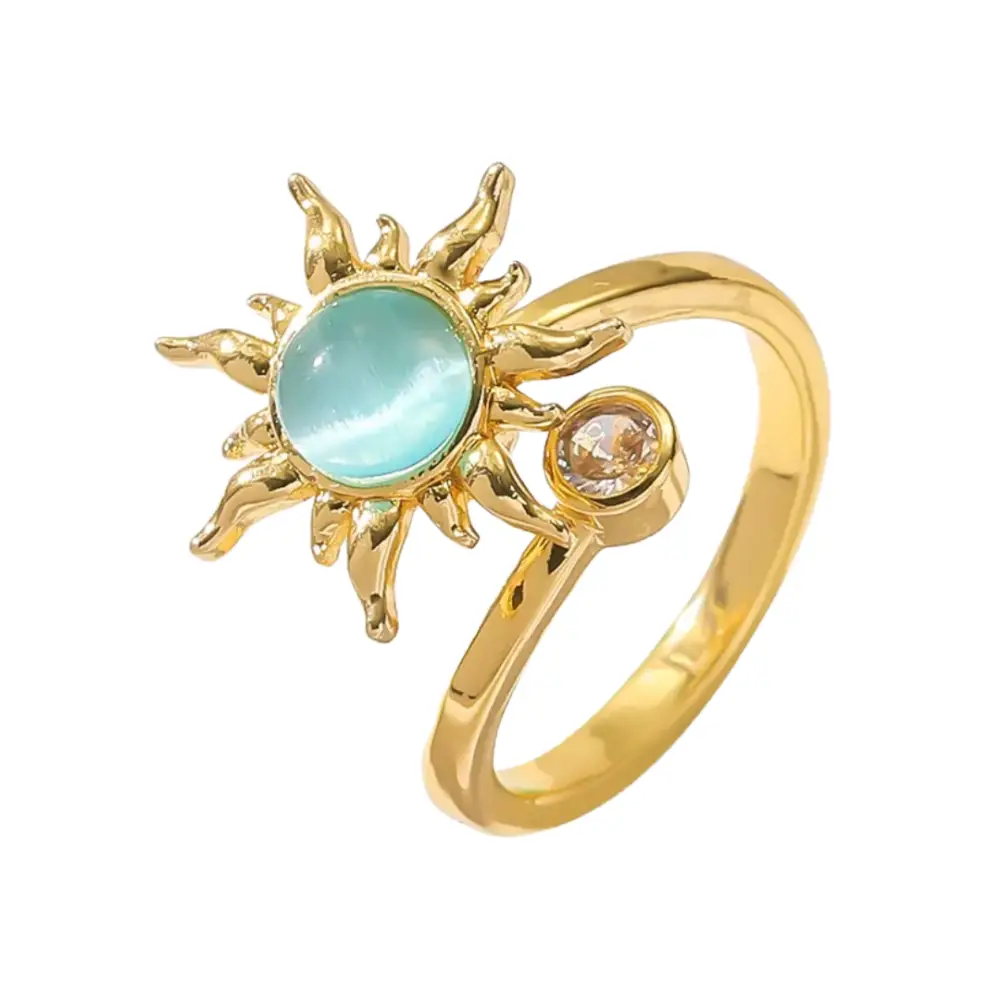 Aqua Sun Flower Ring