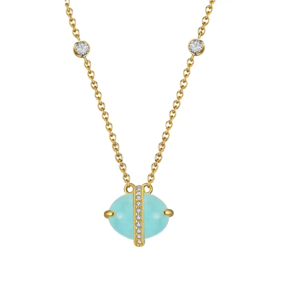 Oval Moon Aquamarine Necklace