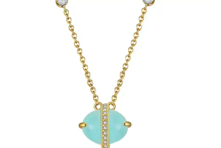 Aquamarine Oval Moon Necklace