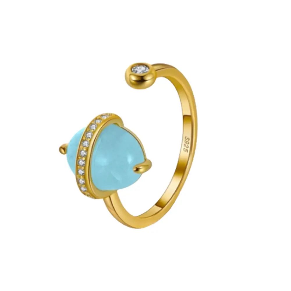Oval Moon Aquamarine Ring