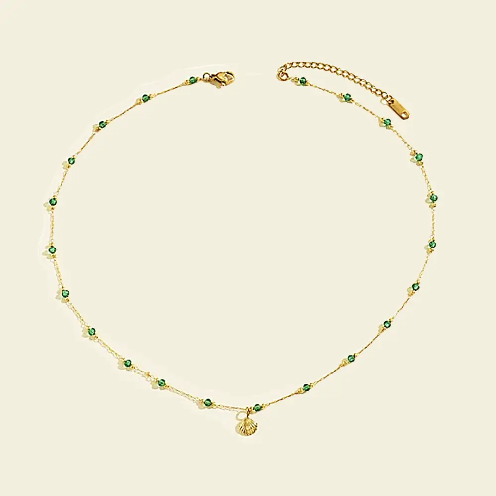 Green Zircon Shell Necklace