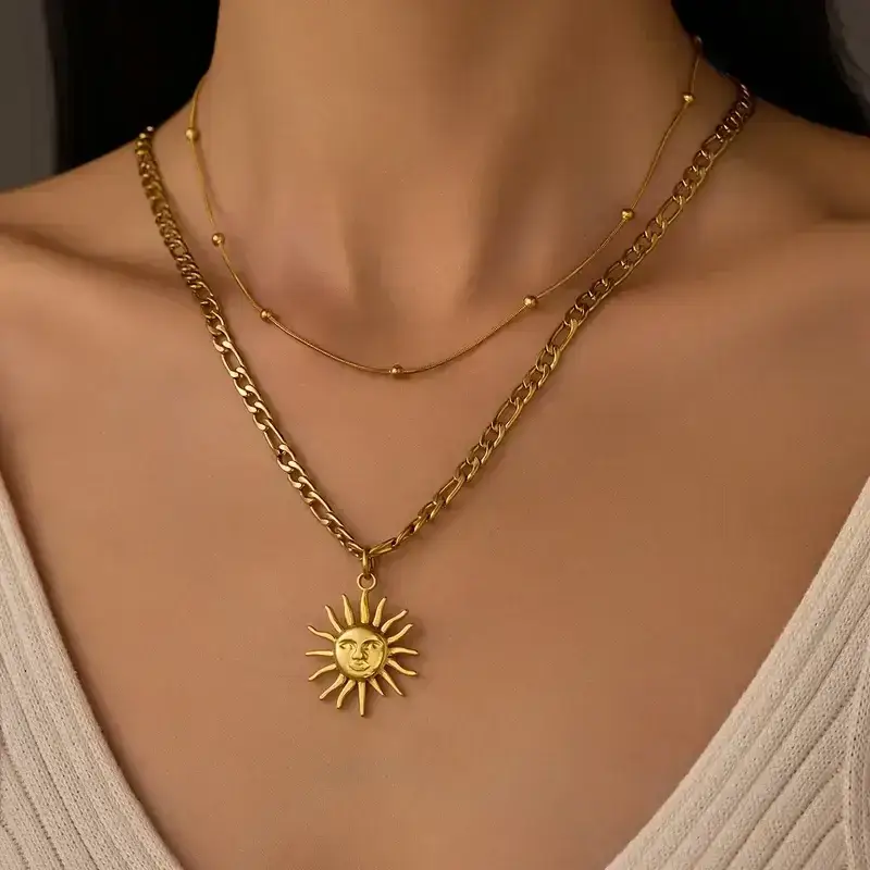 Gold Sun Pendant Necklace