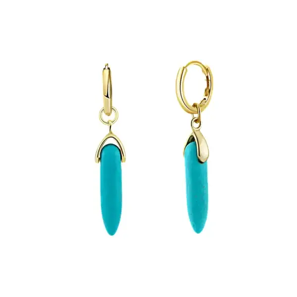 Turquoise Gold Huggies Drop Earrings Keira K