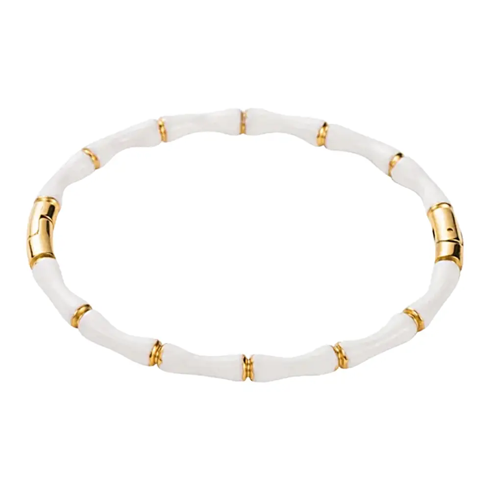 Enamel Bracelet / Bangle in 18k Yellow Gold Plated Stainless Steel