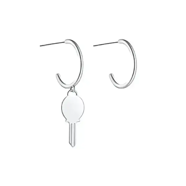 The Key To My Heart Earrings in Silver 18K gold-plated hoop earrings with a gold key charm