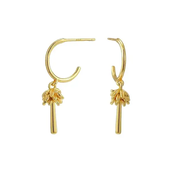 18K Gold-Plated Coconut Pendant Stud Earrings