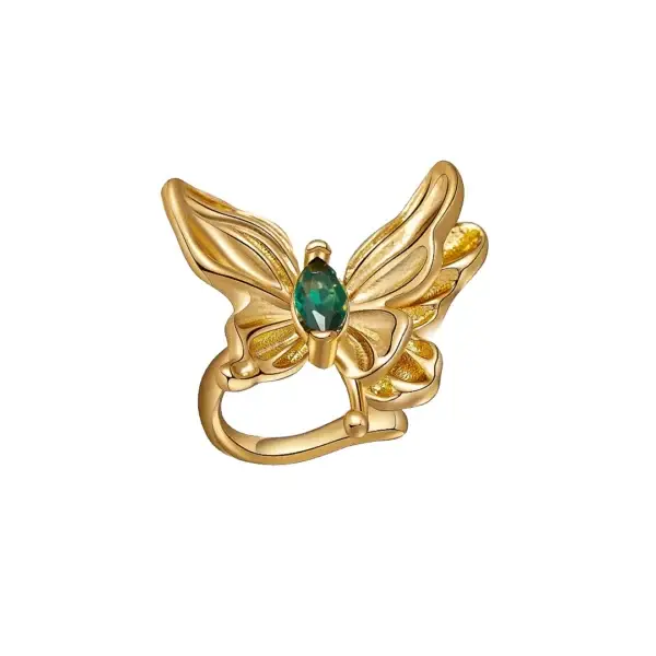 Butterfly Ear Cuff With Green Zircons Keira K
