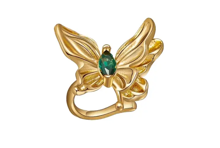 Butterfly Ear Cuff With Green Zircons Keira K