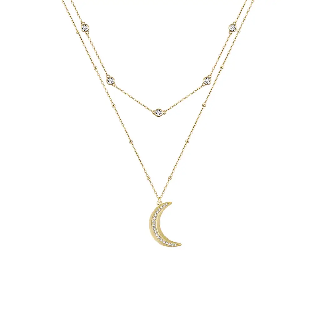 Crystal Moon Double Layered Necklace