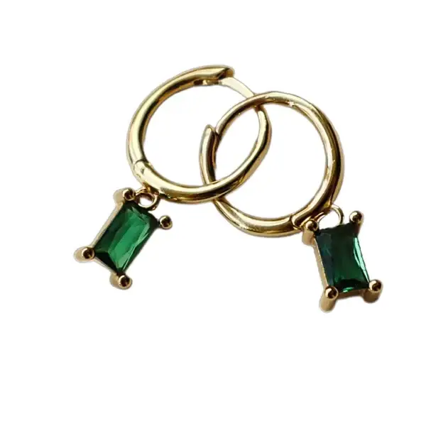 Emerald Stone Gold Earrings Keira K