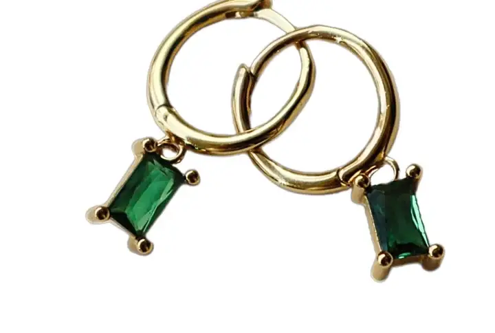 Emerald Stone Gold Earrings Keira K