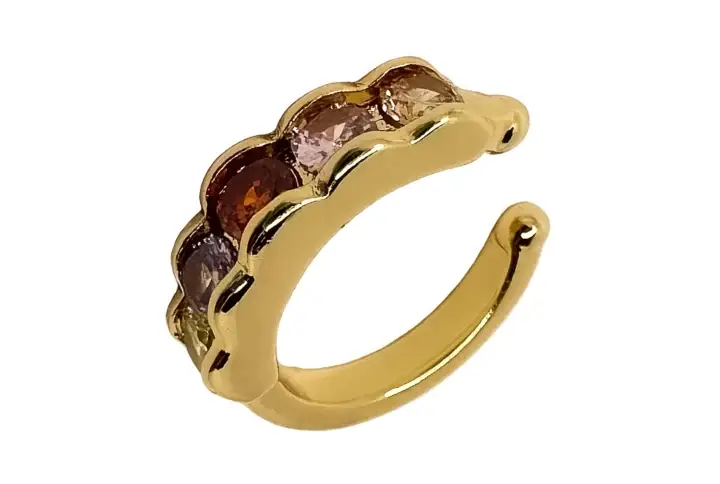 Gold Ear Cuff With 5 Colour Zircons Keira K