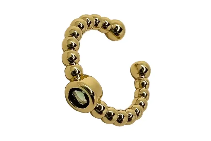 Green Quartz 18K Gold-Plated Ear Cuff By Keira K