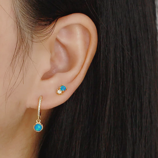 Blue Opal Whisp Huggies Earrings Keira K 1