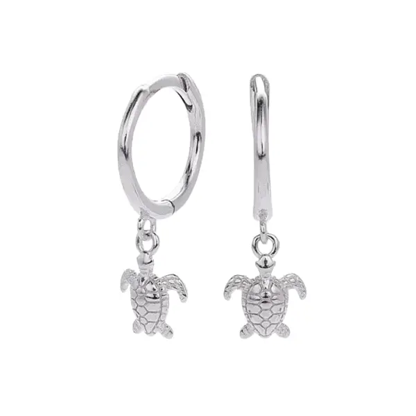 Silver Turtle Wisdom Small Hoop Earrings Keira K