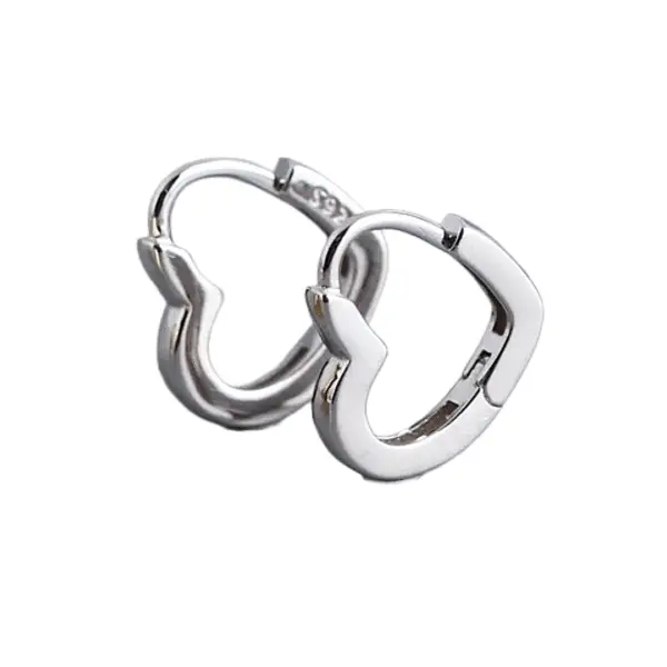 Sweet Heart Silver Hoop Earrings Keira K